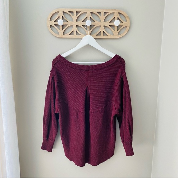 Free People Long Sleeve Top Maroon Sz XS - Picture 8 of 8